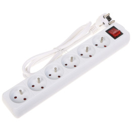 Pagarinātājs 6 kontaktligzdas 1.5m kabelis PR-1.5M-6G-SW/W Balts Schuko