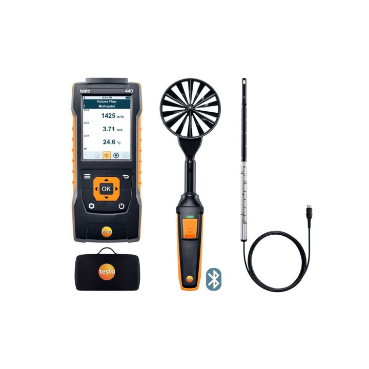 Air velocity and IAQ measurement kit Testo 440 Air Flow ComboKit 1 with Bluetooth