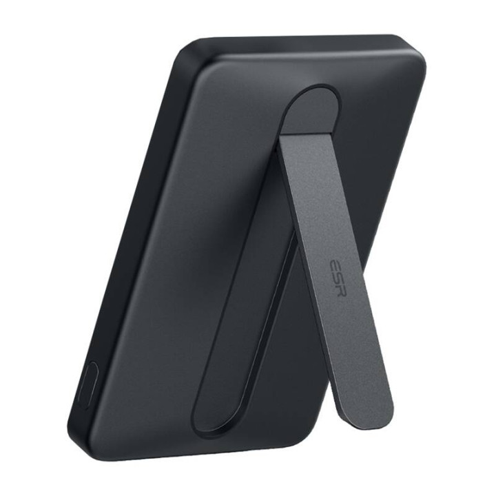 ESR Qi2 MagSlim 5000 mAh magnetinis maitinimo blokas su stovu (juodas)