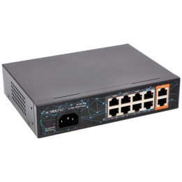 VidiLine VIDI-F0820GBL_V2 8-porttinen PoE-kytkin 2 Gigabit Uplink -portilla, 120 W PoE-budjetti