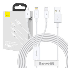 USB laidas 3in1 Baseus Superior Series, USB į mikro USB / USB-C / Lightning, 3,5A, 1,5m (balta)