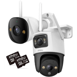 2 Imou bullet 3 5MP ir Cruiser Dual 10MP IP kamerų rinkinys su 32GB atminties kortelėmis
