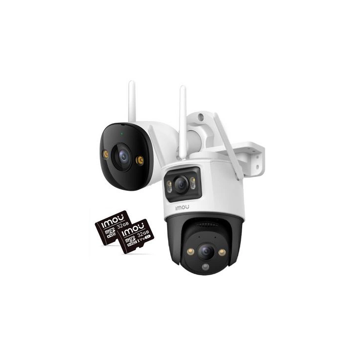 2 Imou bullet 3 5MP ir Cruiser Dual 10MP IP kamerų rinkinys su 32GB atminties kortelėmis