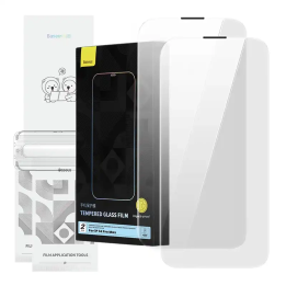 Karkaistu lasi Baseus Corning iPhone 14 Prolle sisäänrakennetulla pölysuodattimella