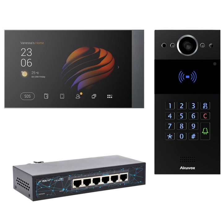 Akubela Video Intercom Kit PoE paneel Akuvox R20K + monitor PG71N-POE-EU