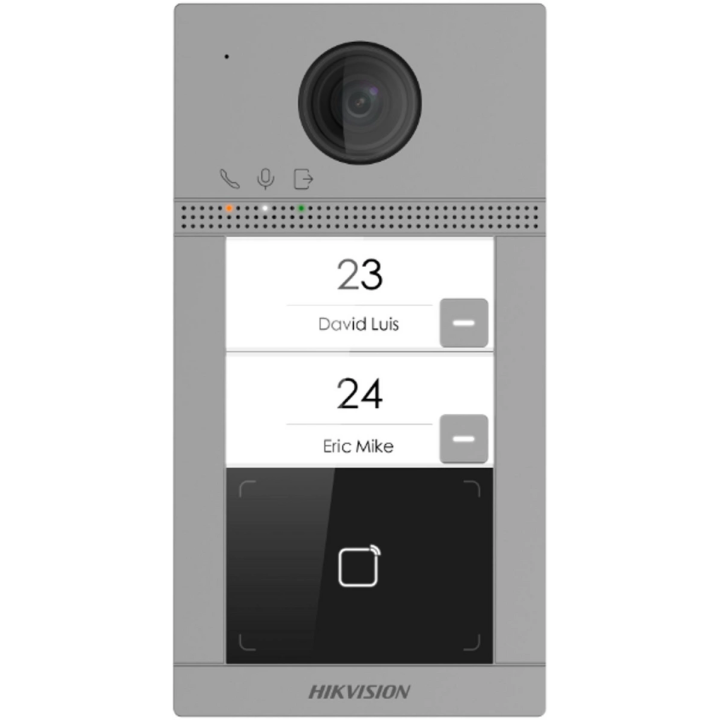 Hikvision DS-KV8213-WME1(C)/Flush 2-nupuline metallist villa uksekõneja PoE, IP65, 2MP kaamera, IR öövaatlusega