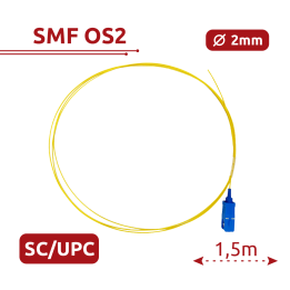 SAFIRE SF-SC-UPC-OS2-0015M-D20-Y 15m SC/UPC to SC/UPC Single-Mode OS2 Fiber Patch Cable, Yellow