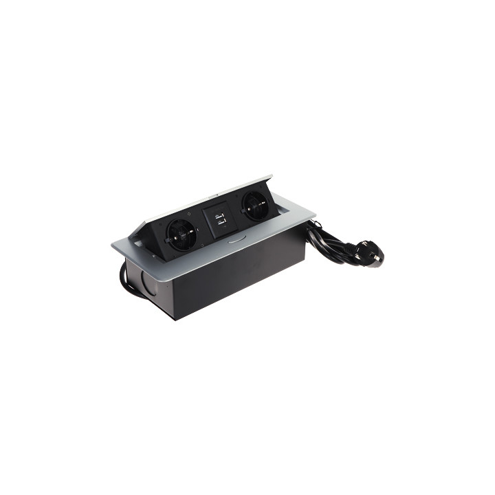 FPS-2S2U/CABLE Сетевая розетка с 2 розетками и 2 USB портами (USB-A + USB-C) – настольный блок питания