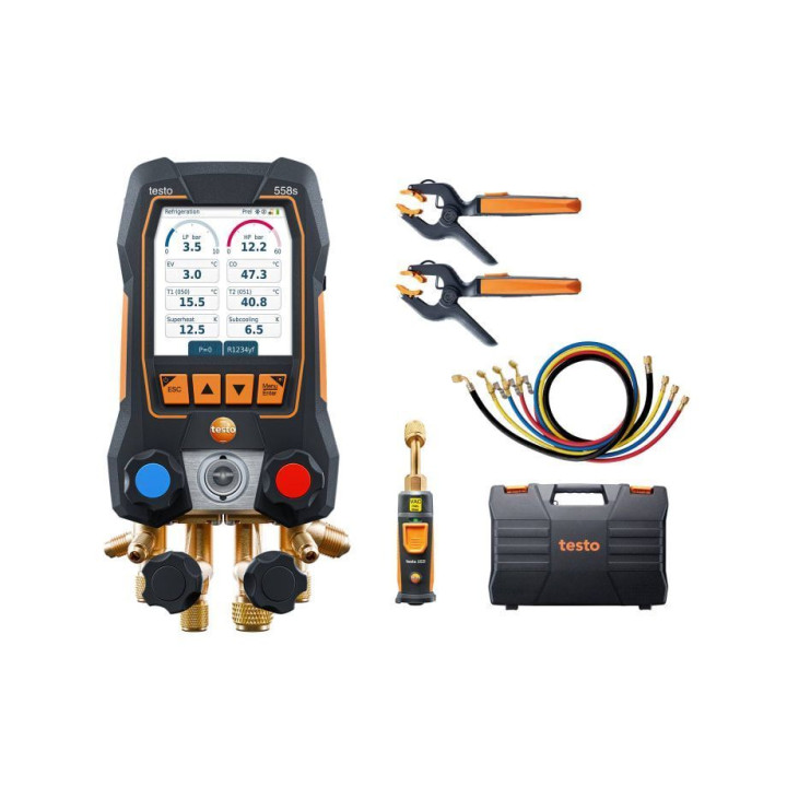 Išmanusis skaitmeninis kolektoriaus rinkinys Testo 558s Smart Vacuum Kit su 4 žarnų įkrovimo rinkiniu ir belaidžiais zondais