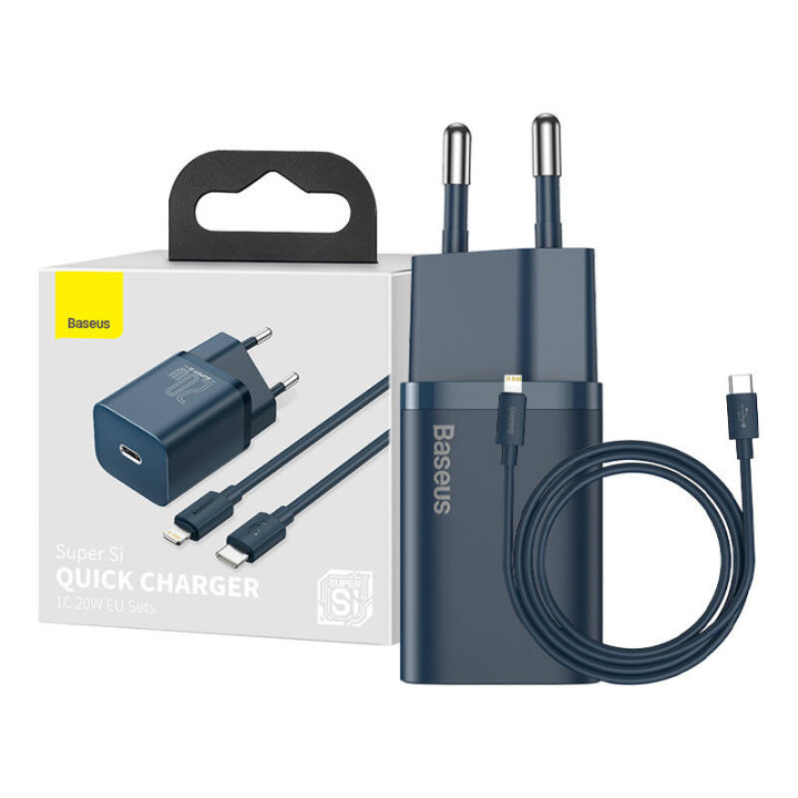 Baseus Super Si Quick Charger 1C 20W with USB-C to Lightning Cable 1m (Blue)