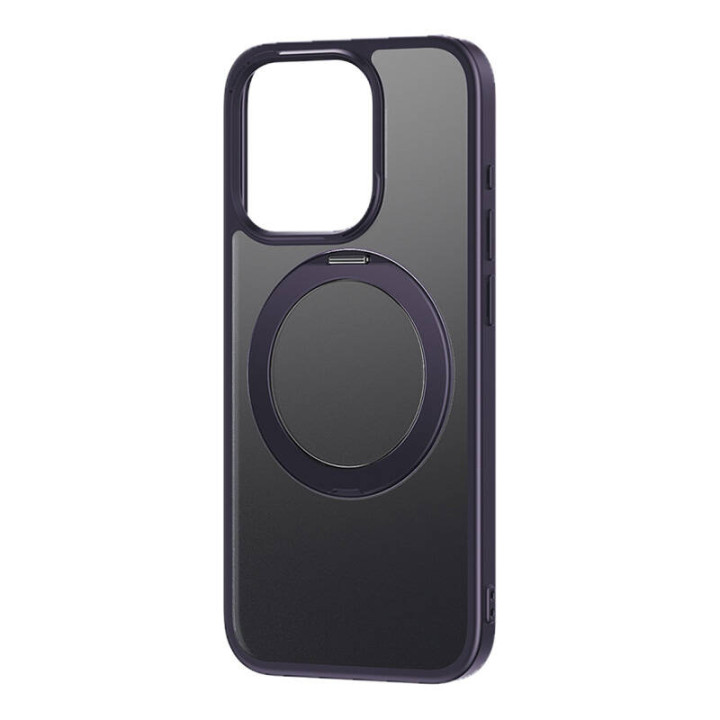 Puhelinkuori jalustalla Baseus SkyRing 360° iP 14 Prolle + karkaistu lasi ja puhdistussarja (violetti)