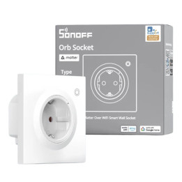 Sonoff Orb Socket Matter, izmantojot Wi-Fi Smart Wall Socket — viedā sienas kontaktligzda Fusion Orb, ar enerģijas uzraudzību, W