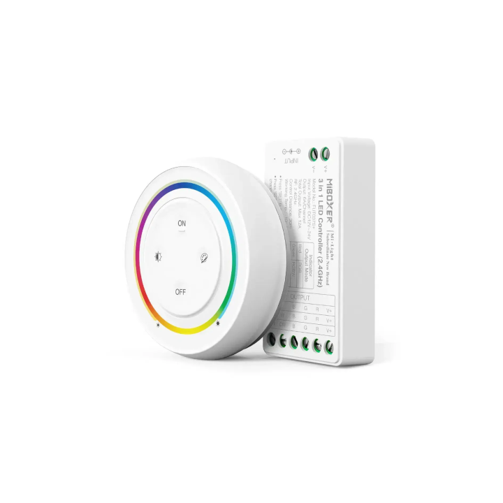 Ohjaussarja kaukosäädin + ohjain 3in1 RGB/RGBW/RGBCCT 12-24VDC 12A FUT037SA+