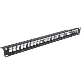 VidiLine R19-PP24 19-tolline 24-pordiline 1U Keystone Patch Panel, metall, must
