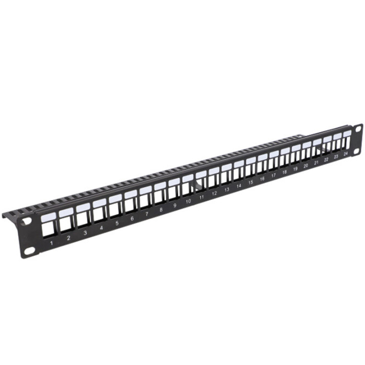 VidiLine R19-PP24 19-tolline 24-pordiline 1U Keystone Patch Panel, metall, must