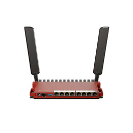 MikroTik L009UiGS-2HaxD-IN bezvadu maršrutētājs, Gigabit Ethernet, Wi-Fi 6 (2.4 GHz), ārējā antena, sarkans