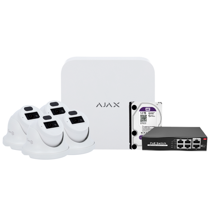 MARCA BLANCA AJ-NVRKIT108T-2 2MP Wi-Fi Turret IP Camera with IR Night Vision