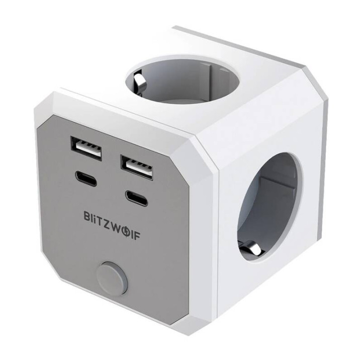 BlitzWolf BW-EC2 8 in-1 strāvas kubs (4 maiņstrāva / 2 x USB-A / 2 x USB-C)