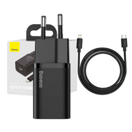 Baseus Super Si Quick Charger 1C 20W with USB-C to Lightning Cable 1m (Black) TZCCSUP-B01