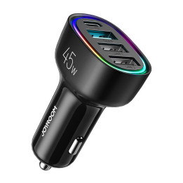 Automobilinis įkroviklis Joyroom JR-CL09, 4 prievadų, 1x USB-C PD, 1x QC3.0 USB, 2x USB (juodas)