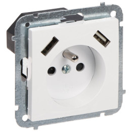 Elektro-Plast SANTRA/4188-10/EPN Single Wall Socket with USB Charger, 16A 230V, Schuko Type F