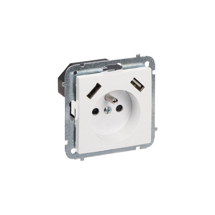 Elektro-Plast SANTRA/4188-10/EPN Single Wall Socket with USB Charger, 16A 230V, Schuko Type F