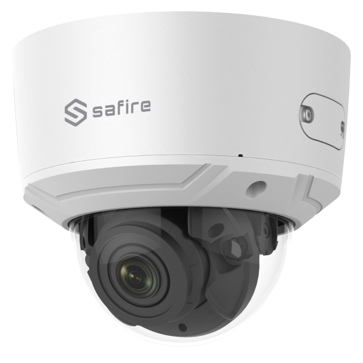 SAFIRE SF-IPDM937ZAWH-8 8MP IP67 kupolinė IP kamera su PoE, „Wi-Fi“, „Varifocal“ objektyvu, garso įvestimi / išvestimi, „microSD