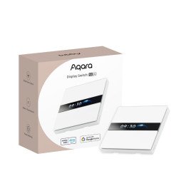 Aqara V1 Displeja Slēdzis 2-kanālu viedais Zigbee sienas panelis ar LCD ekrānu, 230V AC, 8A, Balts