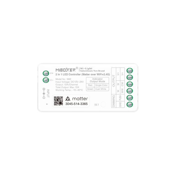 Divi vienā LED kontrolieris MONO/CCT MiBoxer SM2 ir svarīgs, izmantojot Wi-Fi