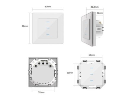 Balts 3 virzienu stikla balts slēdzis Zigbee