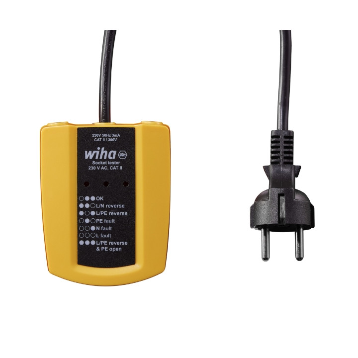 WIHA WH-SOCKET-TEST/45220 Тестер розеток, Schuko, проверка напряжения и проводки