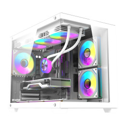 DarkFlash B275 PRO White Mini Tower Computer Case + 6 Fans