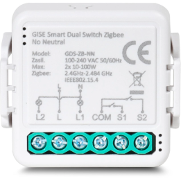 GISE Smart GDS-ZB-NN – dual Zigbee relay module without neutral wire