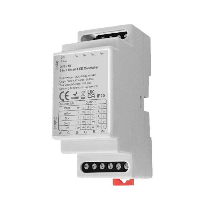 5in1 ZigBee DIN siiniga LED riba kontroller, DC 12-54 V