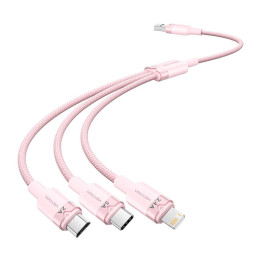 USB 2.0 A iki 3in1 3A laidas Vention CTPPG 1.5M (rožinis)
