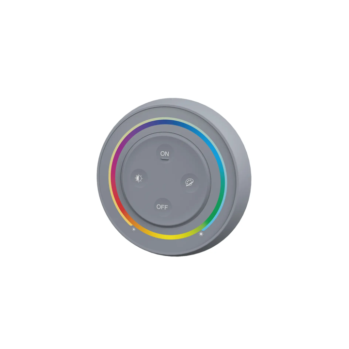Seinälle asennettu ohjain RGB+CCT Pyöreä 1-vyöhyke 2xAAA Harmaa S2-G