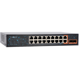 VidiLine VIDI-F1622GBL 16-pordiline PoE lüliti 2x RJ45 üleslingiga ja 2x SFP, 240W
