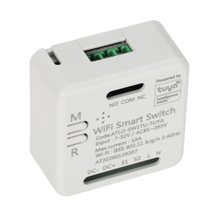ATLO ATLO-SW1TU-TUYA Viedais Wi-Fi sienas slēdzis, saderīgs ar Tuya, balss vadība ar Alexa un Google Home