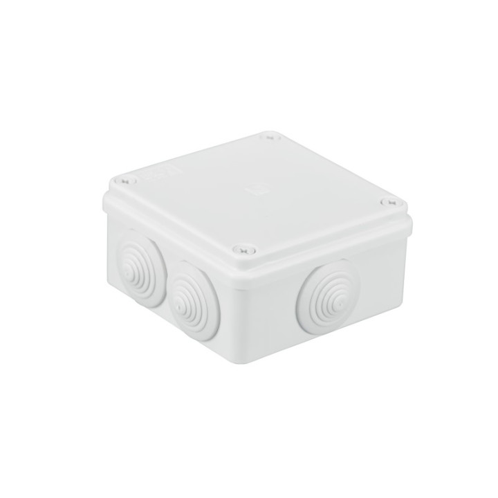 S-BOX kastes virsmas montāža IP65 100x100x50mm ar blīvslēgiem baltā krāsā