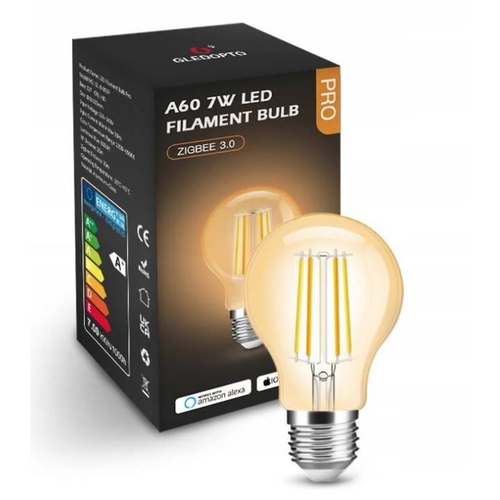 7W CCT Amber A60 ZigBee GL HUE TUYA lemputė
