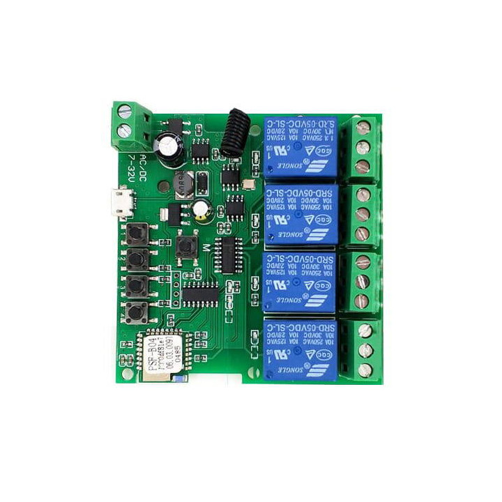 Sonoff 4-канальный DC 5-32 В Wi-Fi + RF 433 МГц beznapięciowy