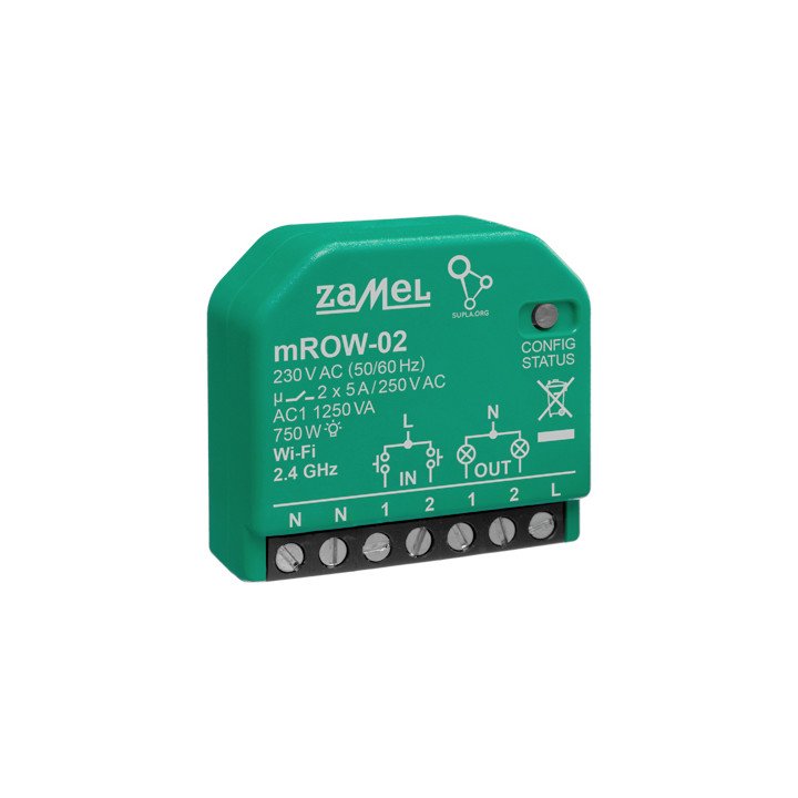 ZAMEL M/ROW-02 Wi-Fi viedais sienas slēdzis SUPLA 230 V AC