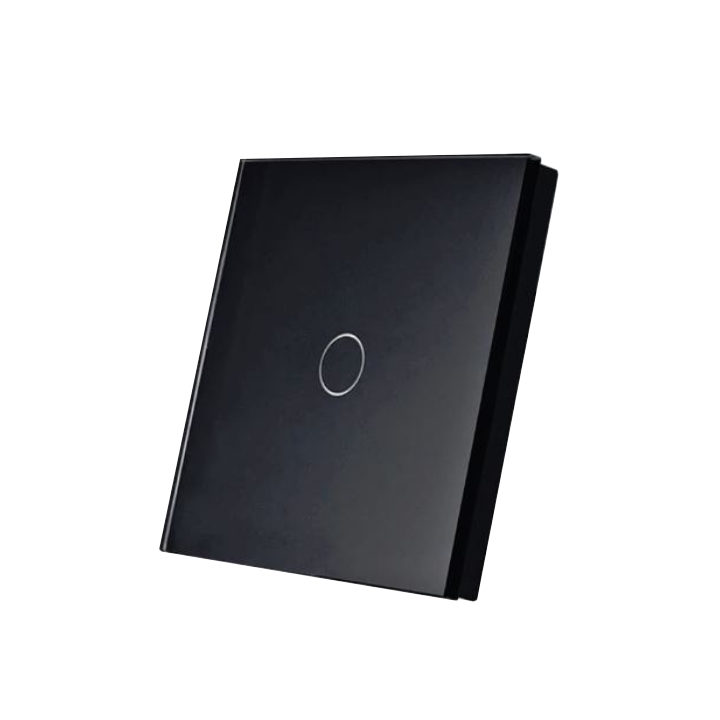 SmartWise wall switch glass touch front panel, black, 1-button