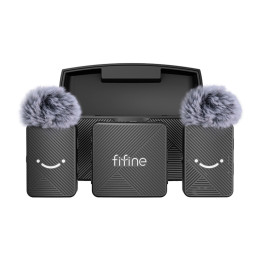 Fifine M9 kaklasaites mikrofonu komplekts (melns)