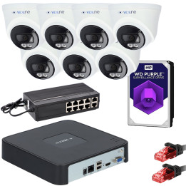 VidiLine ZES-14D-6110-7 7 kameros 4MP stebėjimo rinkinys su PoE jungikliu ir 2TB HDD