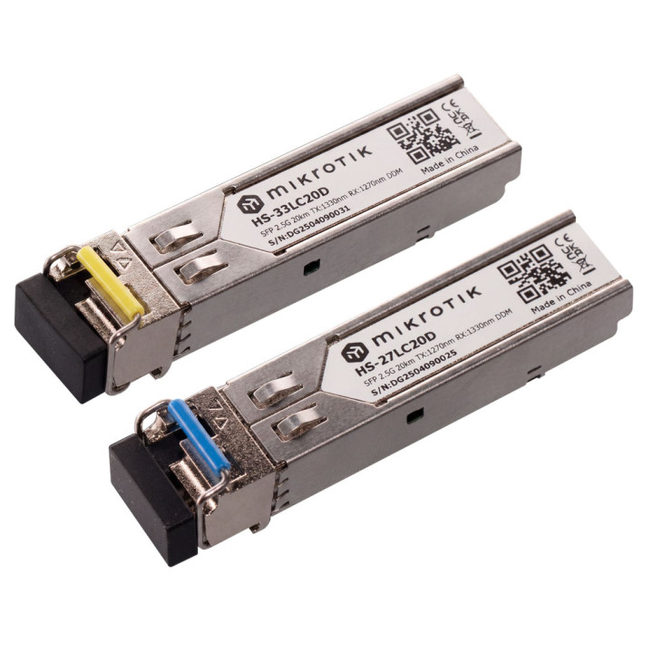 MikroTik HS-2733LC20D - Zestaw modułów BiDi SFP 1G/2.5G 20km (2 pcs)