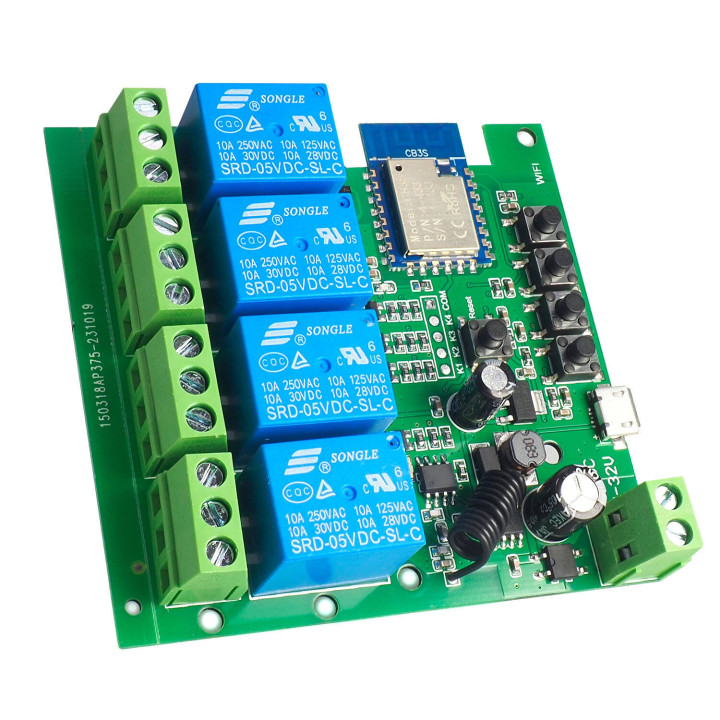 TUYA 4CH DC 5-32V 4 kanalit Wifi+RF pingevaba
