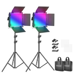 Студийный комплект Neewer 660 PRO RGB LED, две лампы 50Вт 3200-5600К + штативы + ворота