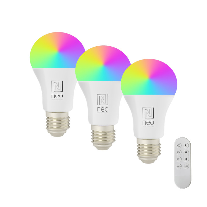 Immax NEO LITE komplekts 3xSmart LED spuldzes E27 11W RGB+CCT, aptumšojams, Zigbee3.0 + tālvadības pults