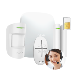 AJAX AJ-HUBKIT-W-SIM Smart Home Gateway with SIM Card Support, 230V AC, White